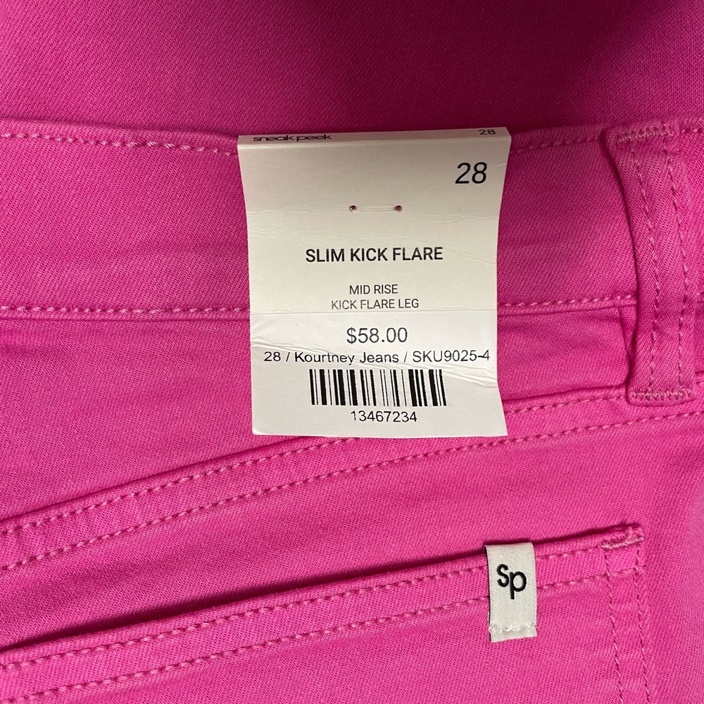 Pink Slim Kick Flare Jeans